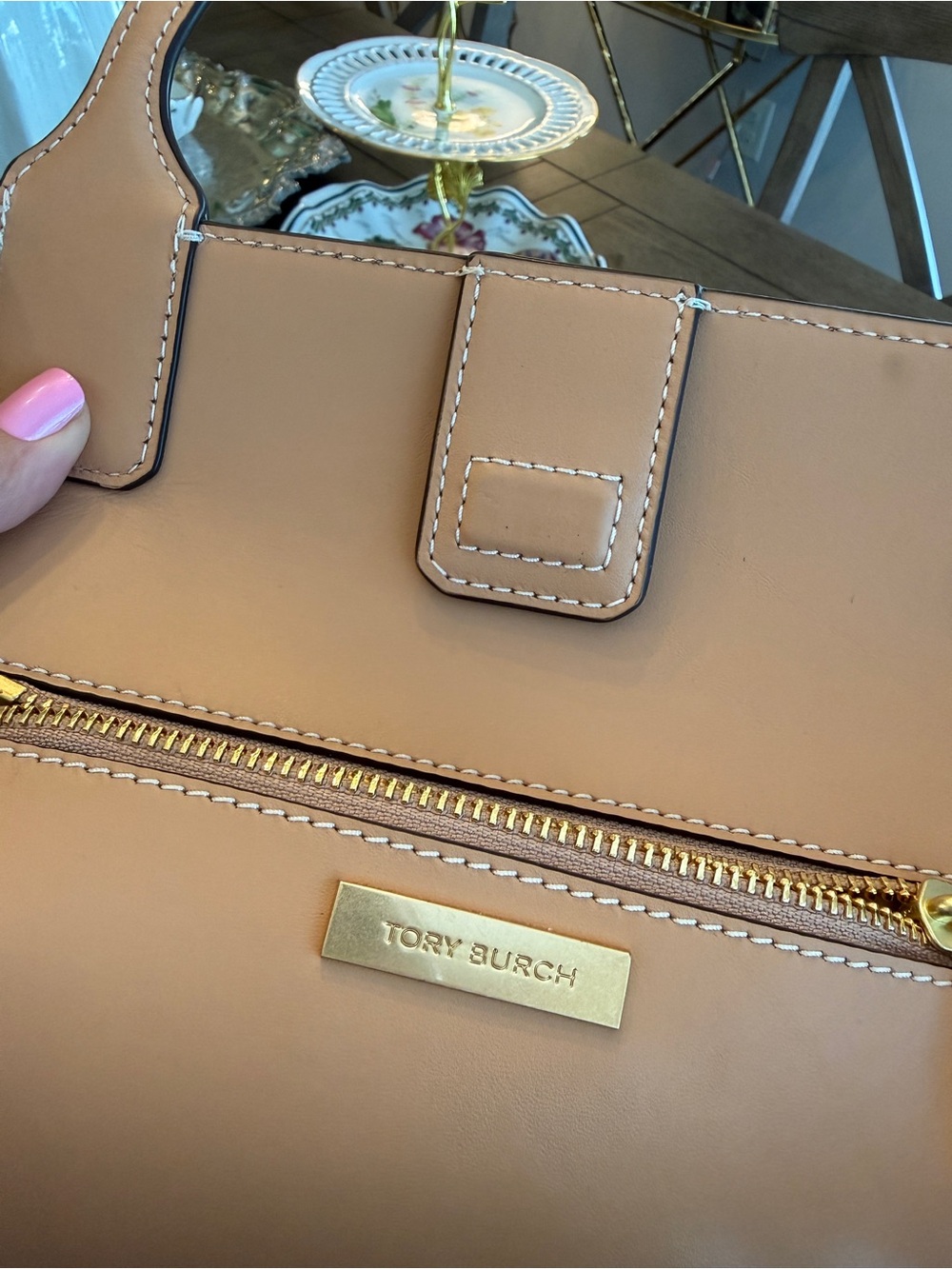 Tory Burch Ella Basketweave Leather Tote - Picture 5 of 10
